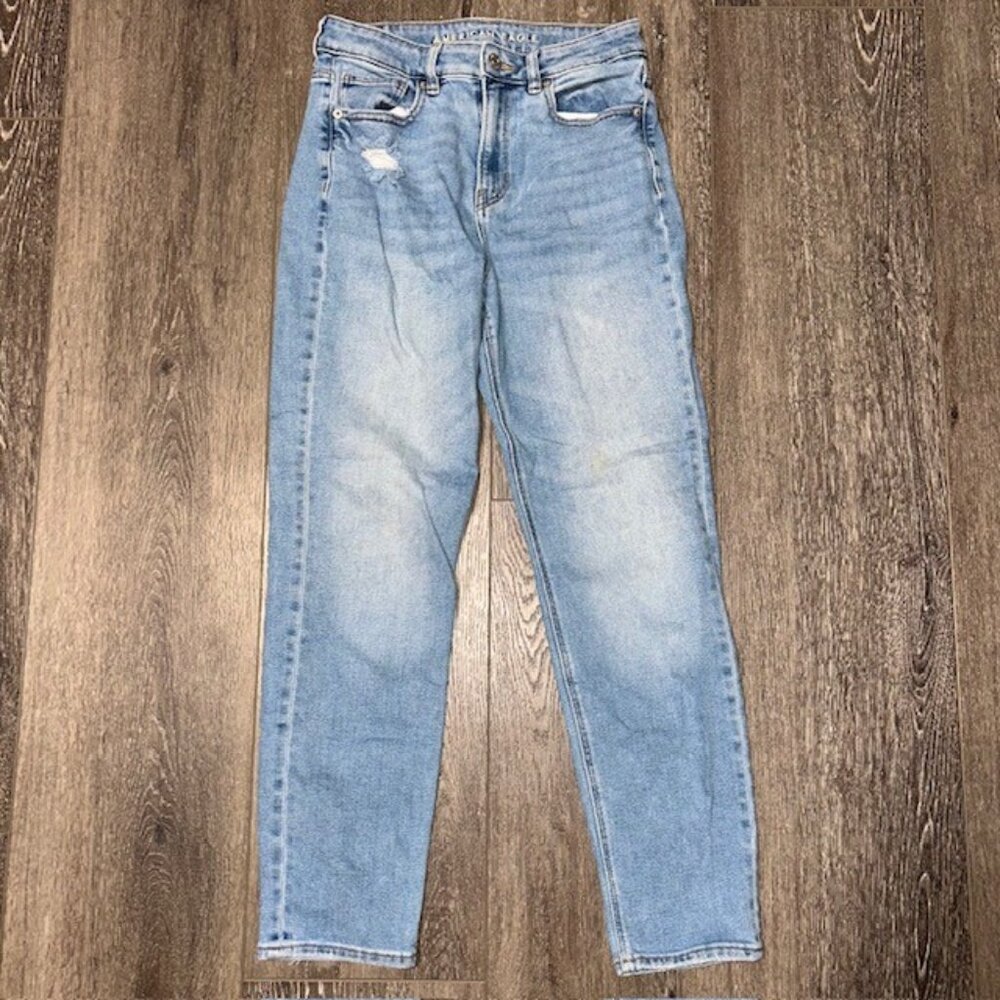 American Eagle Womens Jeans Size 4 Stretch Light Wash Distressed Denim Pants